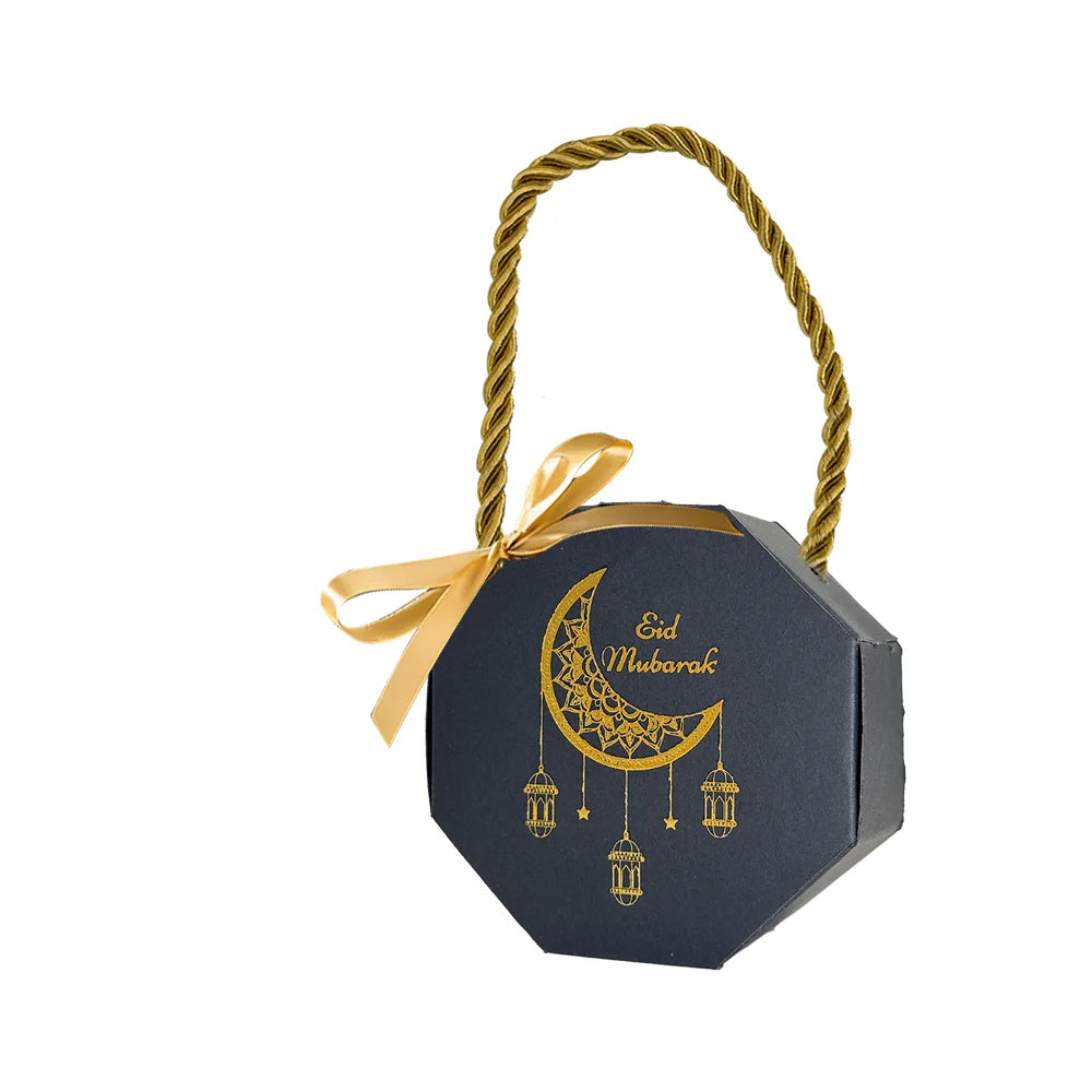 10-Pack Satin Ribbon Eid & Ramadan Gift Boxes – Gold Stamp