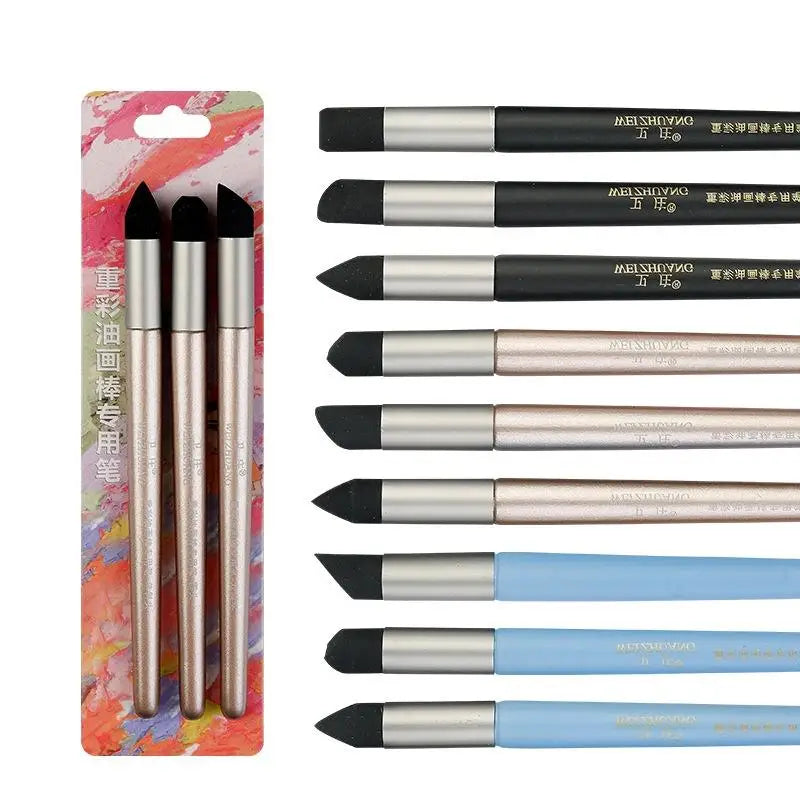 2/3Pcs Non-shedding Soft Sponge Mixing Stumps Multi Shape Tips Oil Pastel Smudge Pen for Art Exam Creation Use Oasis Select