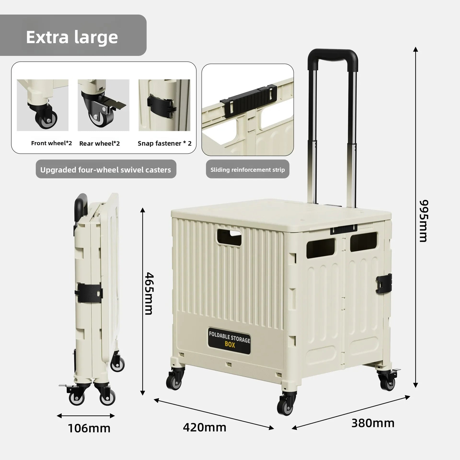 Household multi-functional grocery shopping cart Portable folding shopping cart Outdoor trolley cart Stall camping storage box Oasis Select