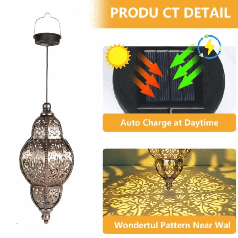 Solar Iron Art Garden Lantern | Waterproof Outdoor Hanging Light