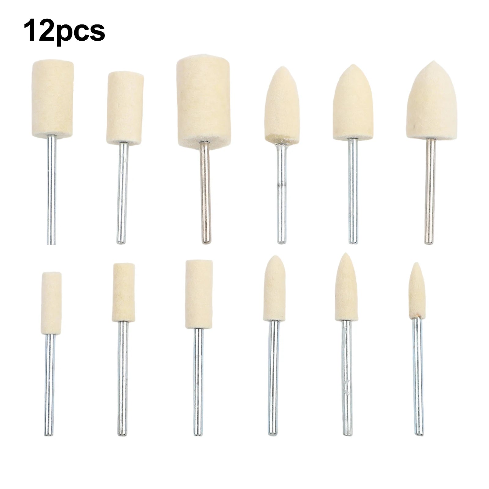 12pcs Wool Polishing Wheels Grinding Head Set 2.35mm Shank Felt Buffing Pads For Jewelry/Metal Polishing Rotary Tools Oasis Select 12pcs