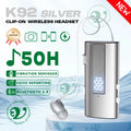 K92 Bluetooth 6.0 Lavalier Business Headset Call 30h/Music 50h Vibration Reminder LED Digital Display With Mic Wireless Earphone Oasis Select Silver