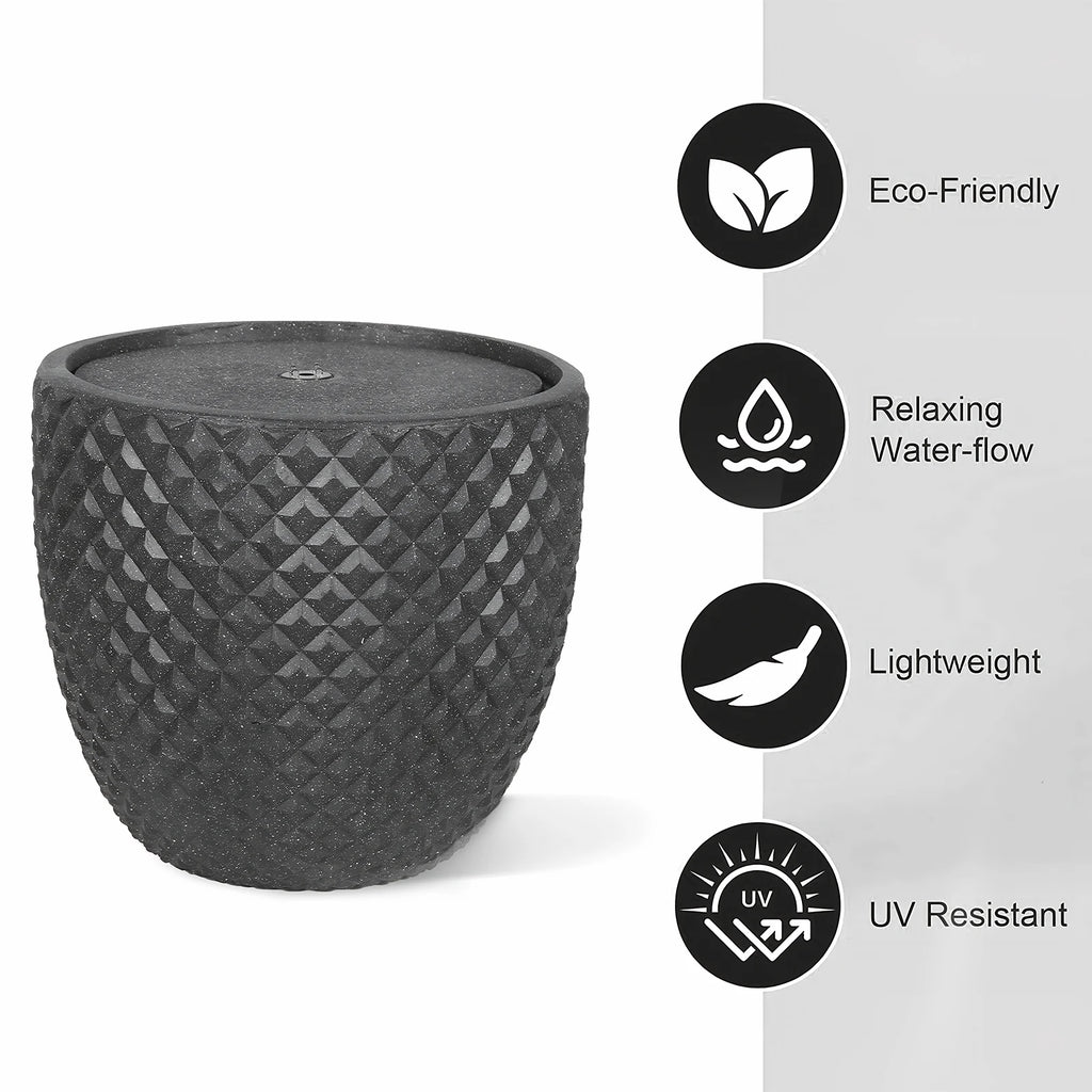 Shunmaii LED Freestanding Cement Waterfall Fountain – Garden Patio Outdoor Water Fountain Oasis Select