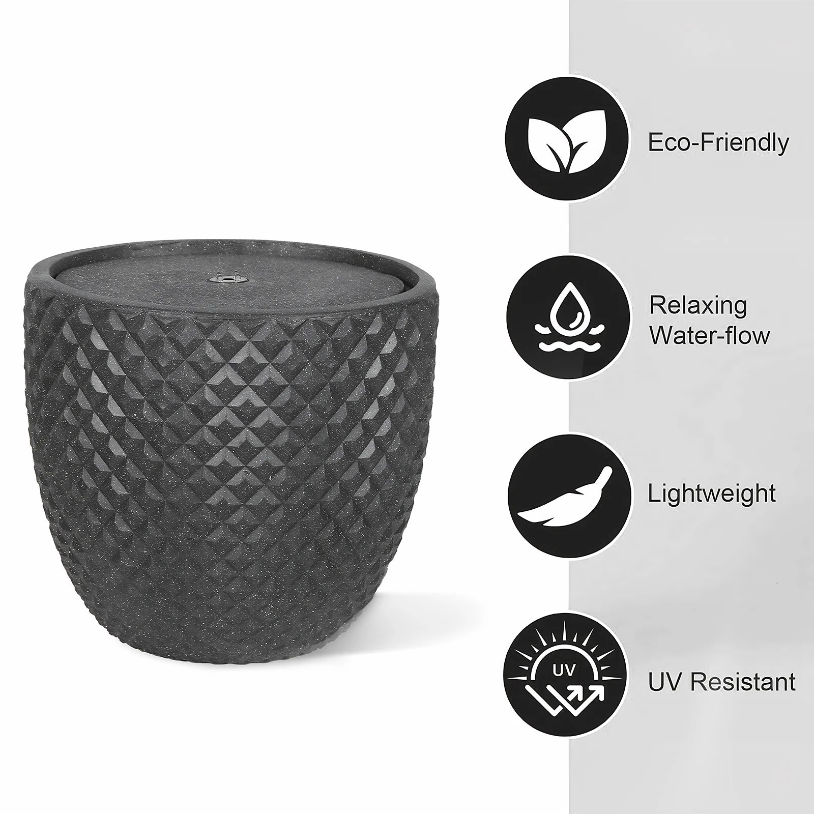 Shunmaii LED Freestanding Cement Waterfall Fountain – Garden Patio Outdoor Water Fountain Oasis Select