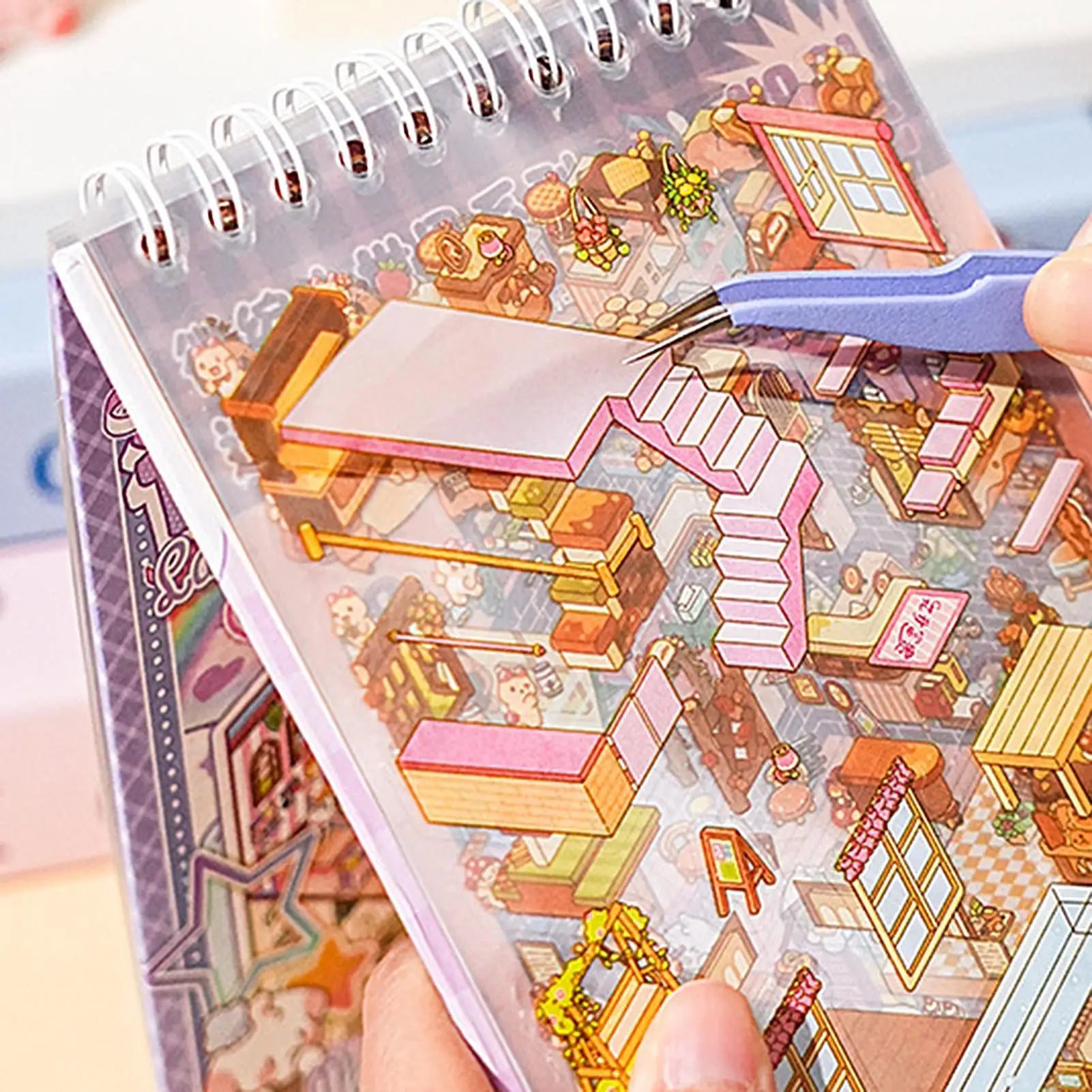 Landscape Sticker Scenes Cartoon Landscape Sticker Book Forest Village DIY 3D Sticker Scene Pocket Birthday Gift For Planner Oasis Select