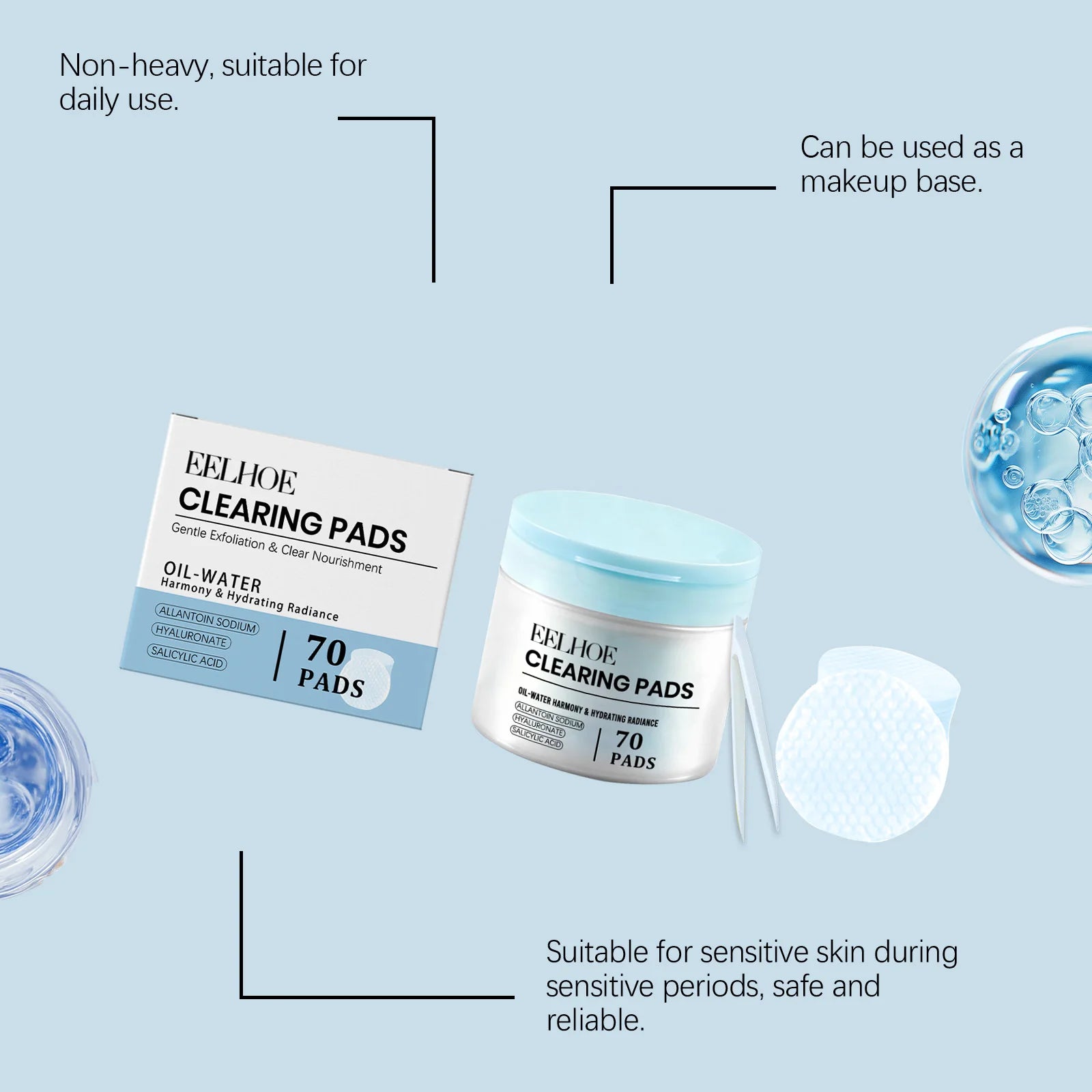 70/140/210/280 Pads Clearing Pads Salicylic Acid Gentle Exfoliating Hydrating Toner Pads Deep Moisturizing Smooth Skin Texture Oasis Select