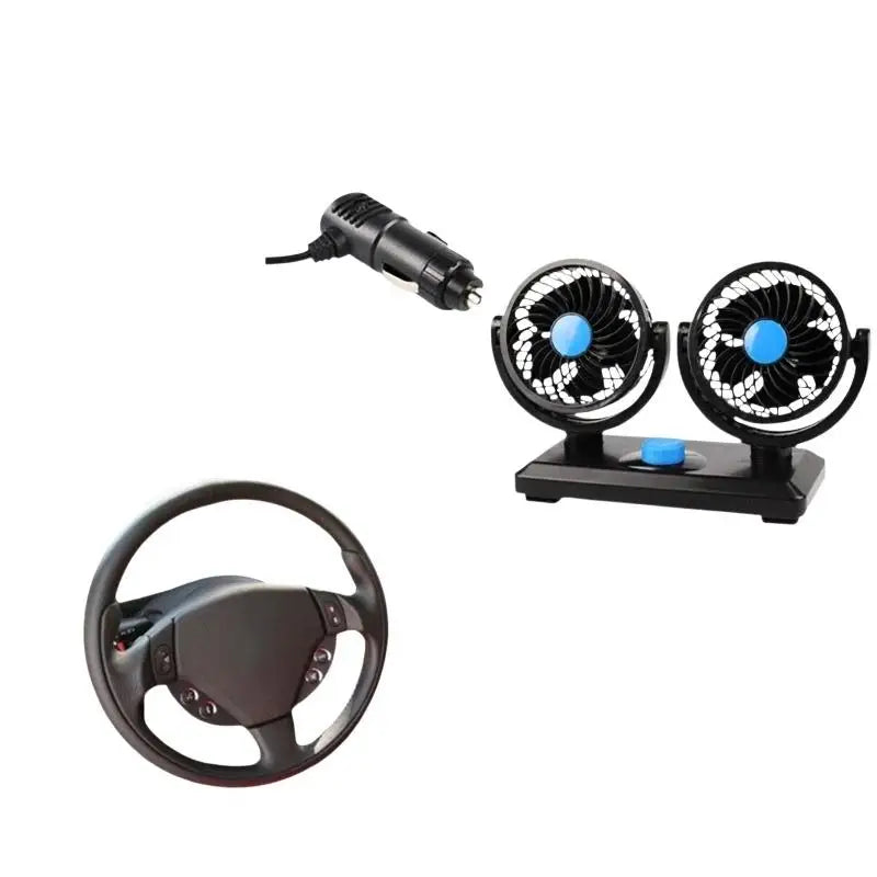 Professional Dual Fans 360 Rotation Multi Angle Cooling Fan For Sedan RV Truck Boat Vehicles Camping Office Desk Use Accessory Oasis Select