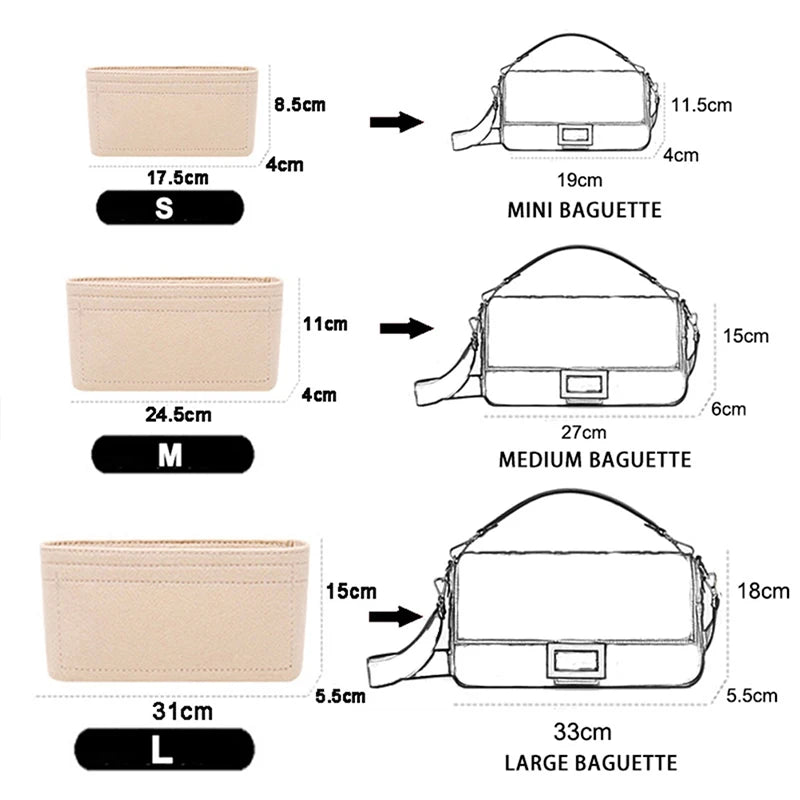 1PC Felt Insert Bag Organizer, Makeup Organizers, Liner Perfect for Brand Women's Handbags For And Cosmetic Bags Oasis Select