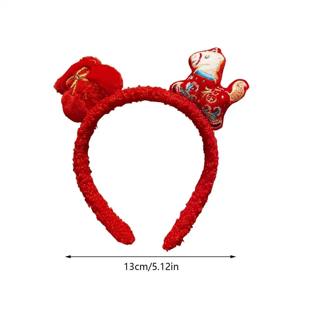 Funny Cartoon Horse Headband New Year Headband Plush Pony Mascot Hair Hoop Plush Fortune Hairband Spring Festival Headband Oasis Select China Mainland 03