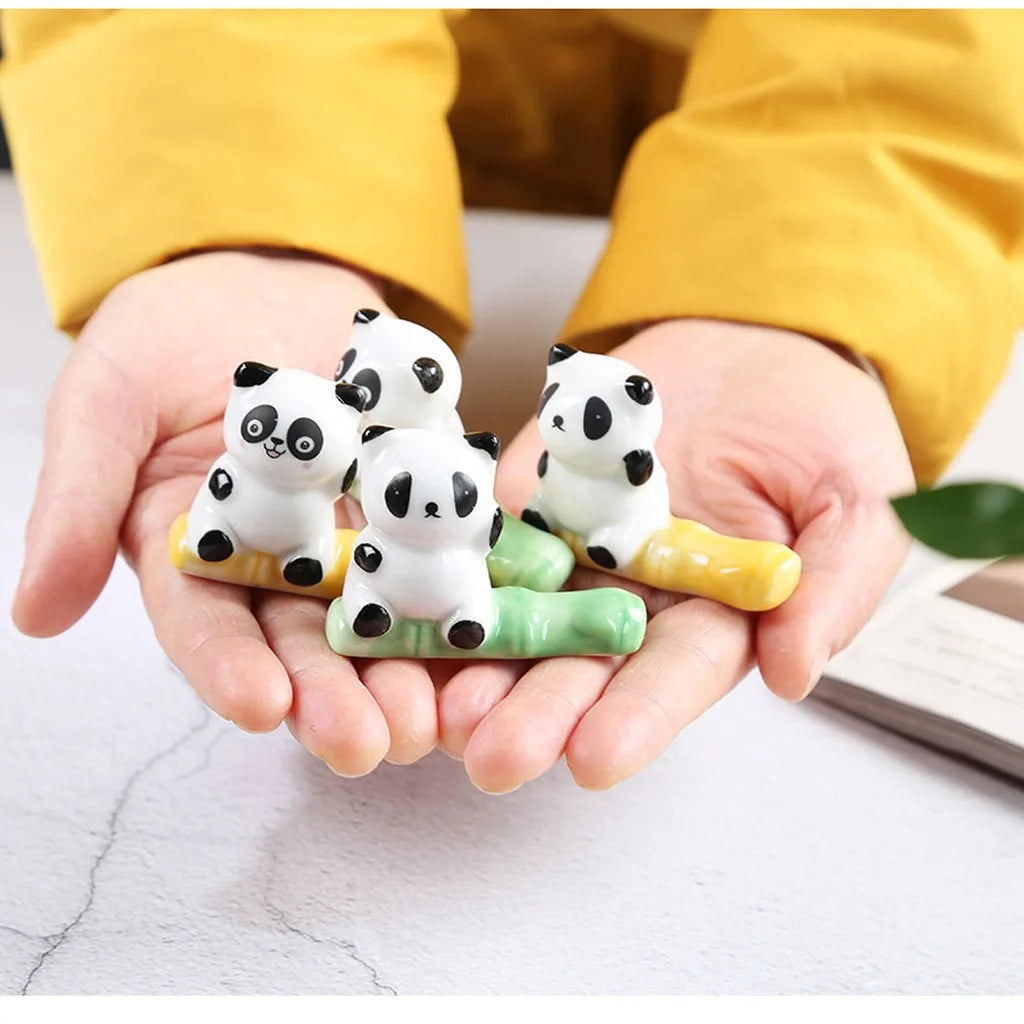 Chinese Chopstick Holder Smooth Panda Miniature Decor Panda Ceramic Chopstick Rest Dual-Purpose Ceramic Pen Rest For Dining Oasis Select