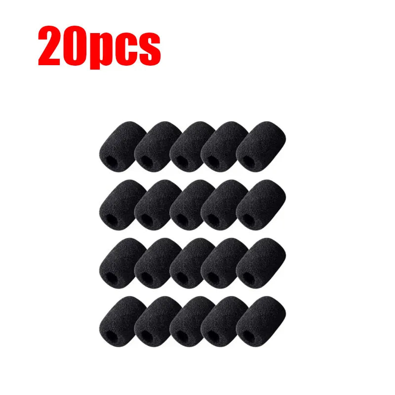 10/30/60PCS Universal Black Mini Mic Cover Foam Headset Microphone Windscreen Sponge Replacement Small Lapel Protection Sleeve Oasis Select 20pcs