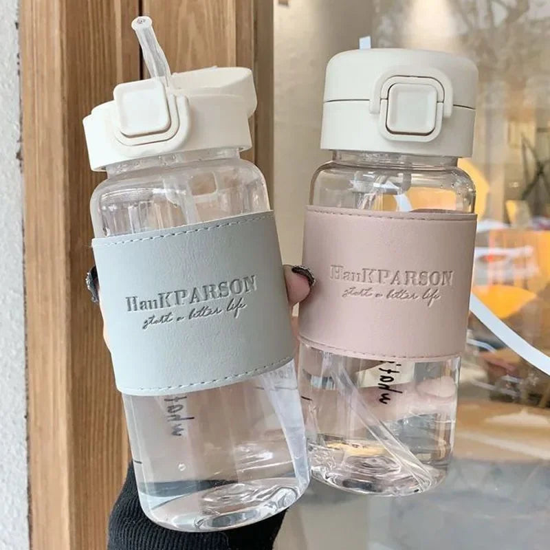 500ml Water Bottle with Straw Portable Clear Leakproof Drinking Bottle Outdoor Travel Office Essential Coffee Tea Water Bottle Oasis Select