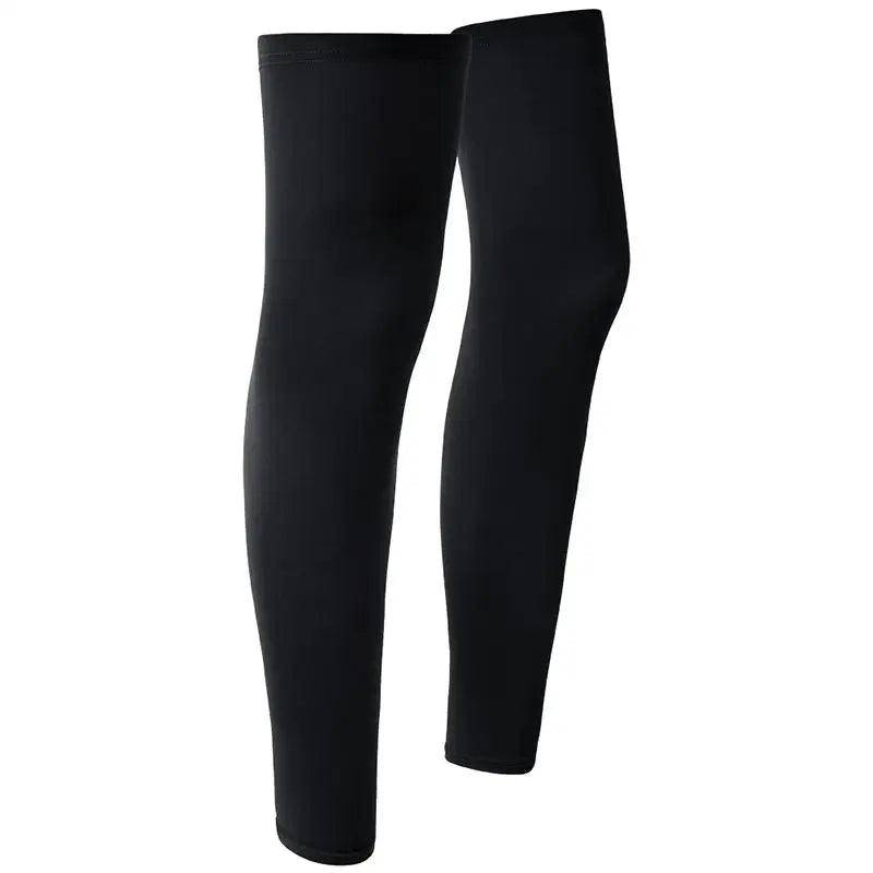 2PC Summer Running Cycling Legs Sleeve Ice Silk Protection Compression Non-Slip Leg Warmer Cooling Sport Gear Sunscreen Leggings Oasis Select Black