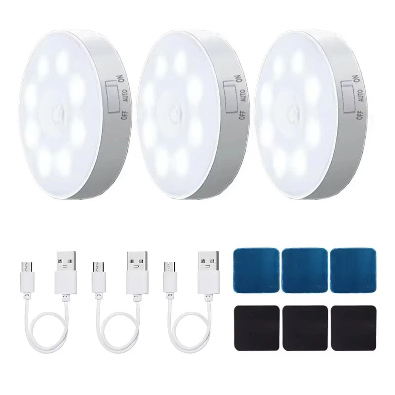 Motion Sensor LED Night Light USB Rechargeable 3-Pack