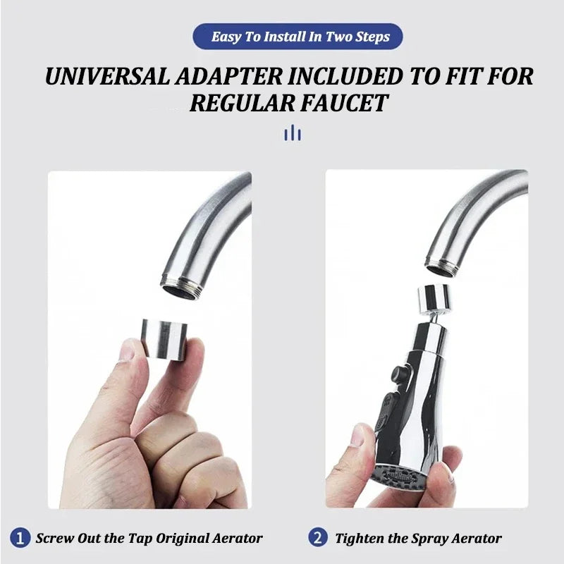 Universal 360° Rotation Kitchen Faucet Extender 3 In1 ABS Durable Water Saving Shower Spray Head Bathroom Basin Tap Replacement Oasis Select