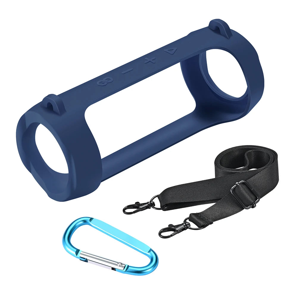 Silicone Protective Cover with Carabiner Waterproof Speaker Protective Case Adjustable Strap Portable for JBL Flip 6/Flip 5 Oasis Select Blue China Mainland