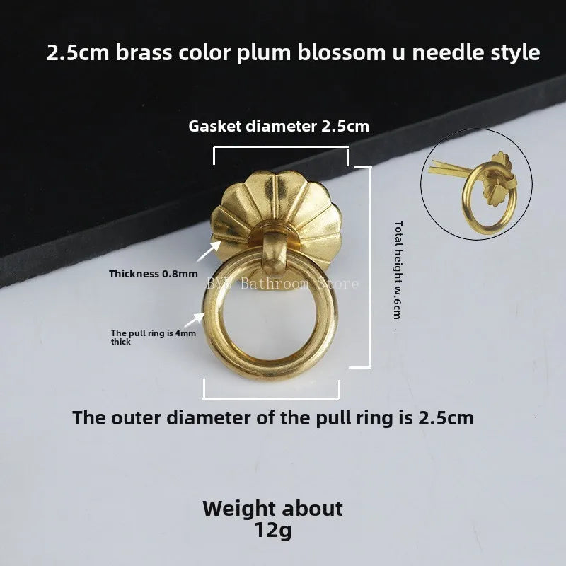 Antique Style Pure Brass Ring Pull for Cupboard Cabinet Drawer Rings Pulls Knob with Screws Vintage Furniture Hardware Oasis Select 2.5cm 3