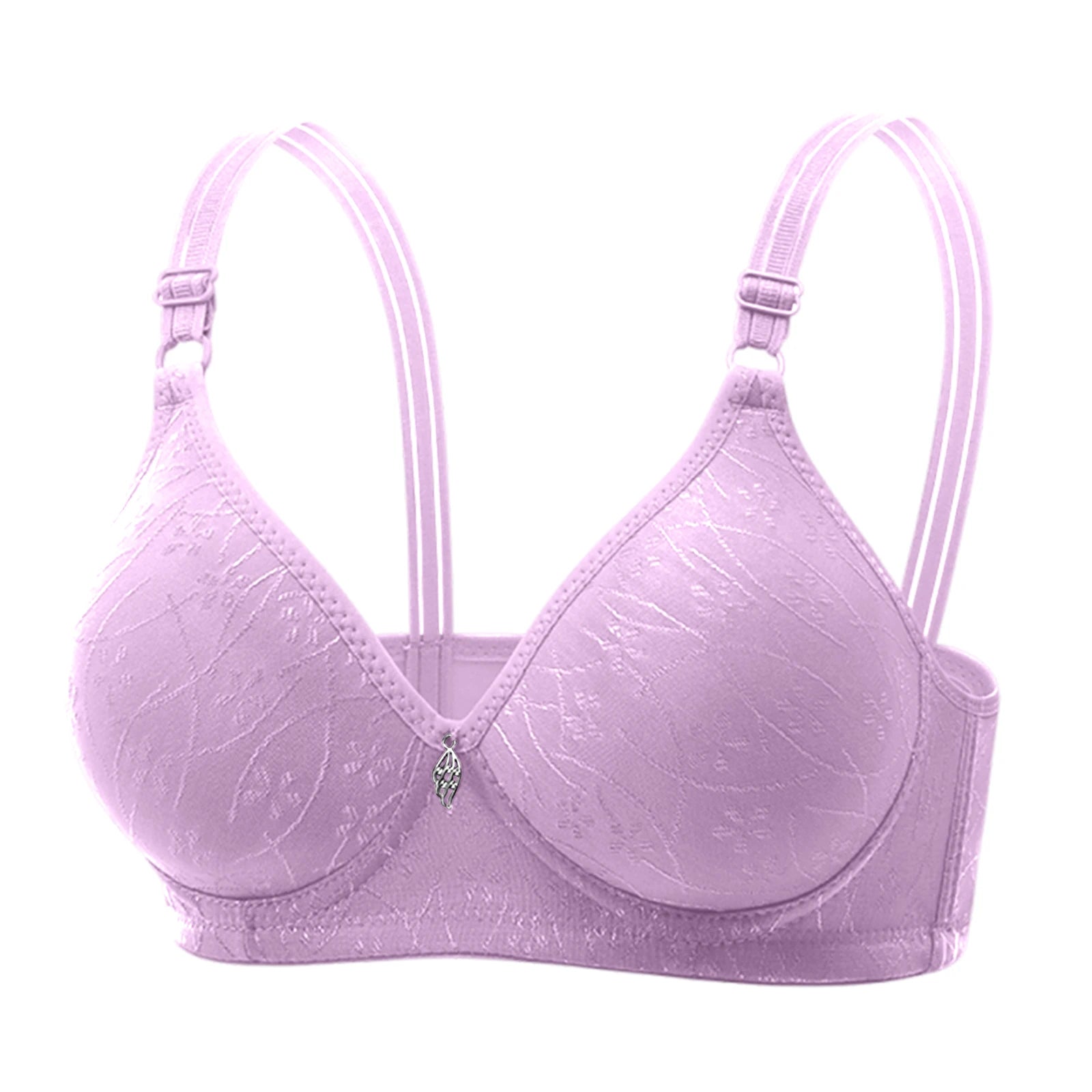 Traditional Style Women's Bra with Bamboo Charcoal Inner Cup Thin Molded Cup for Middle-Aged And Elderly Comfortable Underwear Oasis Select Light Purple 36