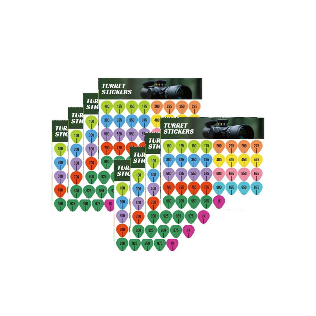 8-Sheet Rifle Scope Turret Stickers for Long Range Shooting Scope Turret Tags Oasis Select