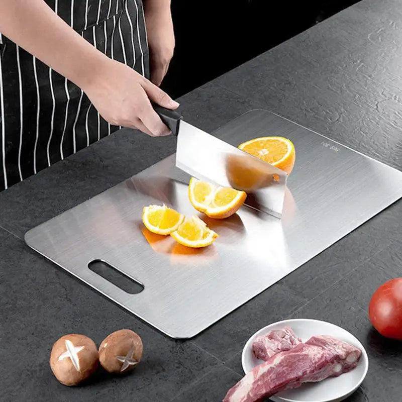 Cutting Board Double-Sided Metal Cutting Board Easy Grip Baking Board for Countertop Kitchen Tool for Meat Fruits Vegetables Oasis Select