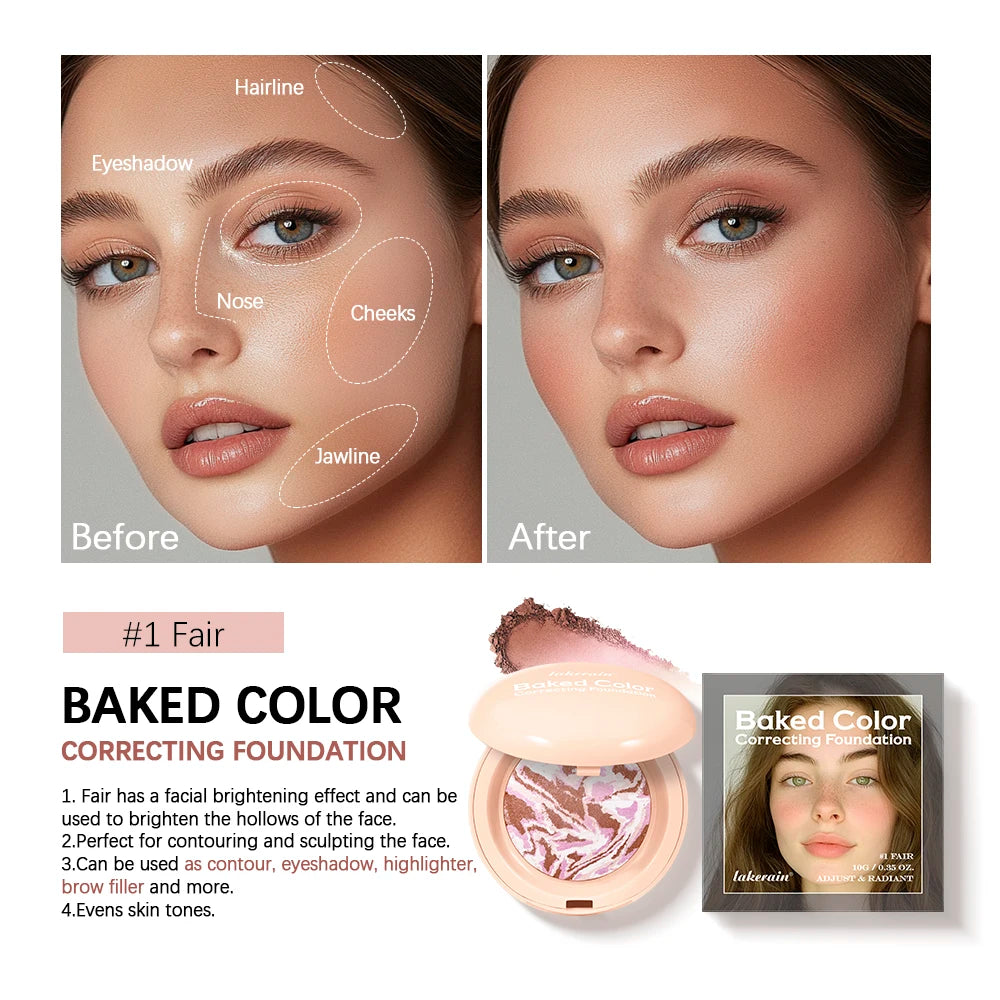Matte Baked Color Correcting Foundation Bronzer Pressed Powder Compact Long Lasting Oil Control Loose Setting Powder Foundation Oasis Select