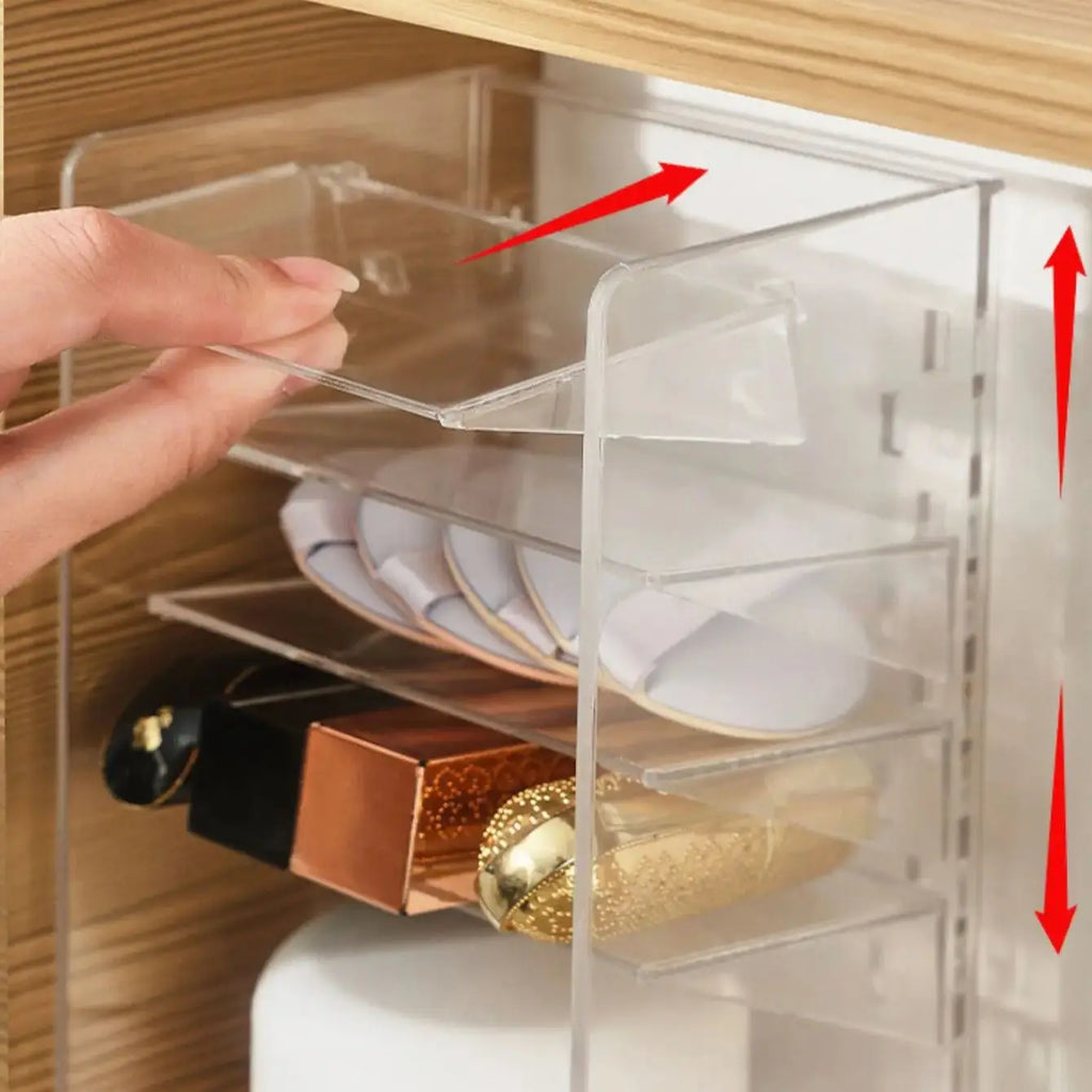 1pc Simple transparent layered bevelled mirror cabinet storage box Oasis Select