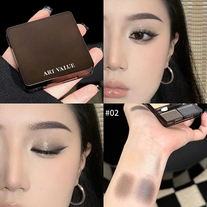 Art Value 4-Color Eyeshadow Palette – Glitter, Shimmer & Matte