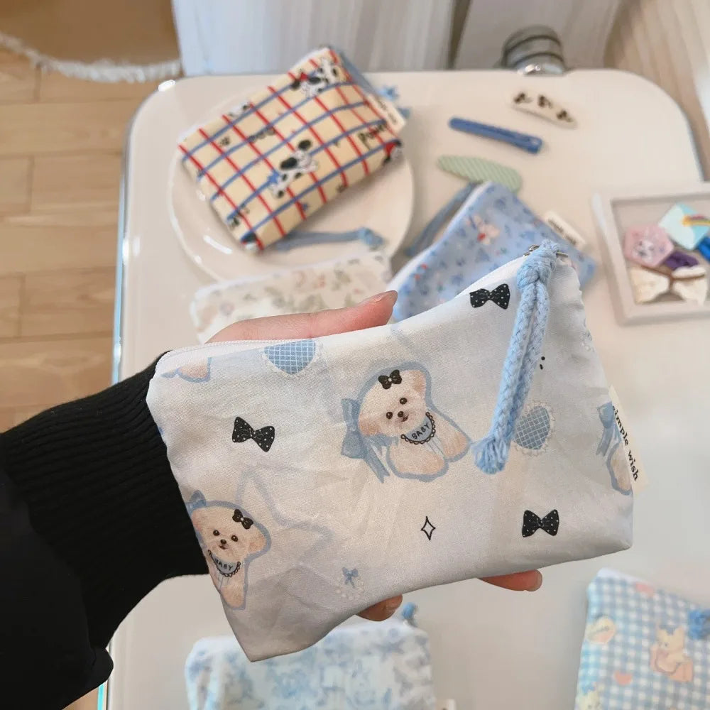 Cute Cartoon Prints Mini Coin Purse Square Zipper Sundries Pouch Portable Cotton Earphone Lipstick Storage Bag Oasis Select 07