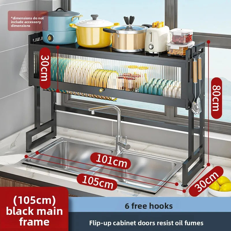 Kitchen Dust Sink Shelf Countertop Dish Shelf Dish Shelf Sink Dish Rack Drain Rack Oasis Select Black 105cm