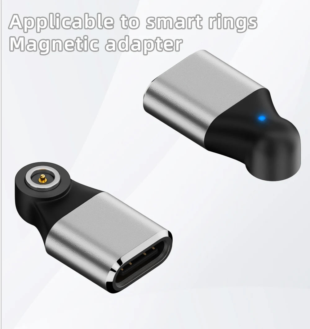 Magnetic Type-C Smart Ring Charging Adapter | Flat Round Smart Ring Charger Oasis Select Silver