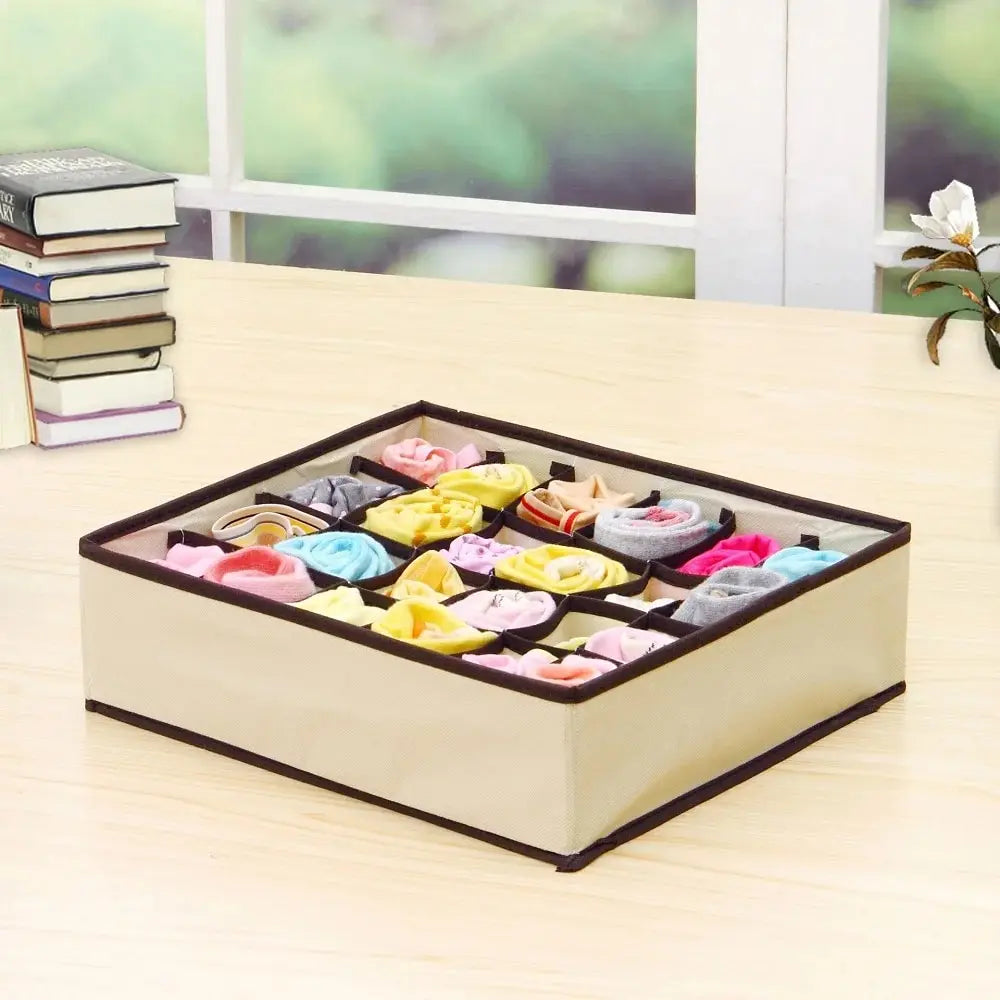 6/7/8/24 Grid Storage Box Beige Underwear Storage Box Four Piece Sock Storage Fabric Bra Storage Box Oasis Select