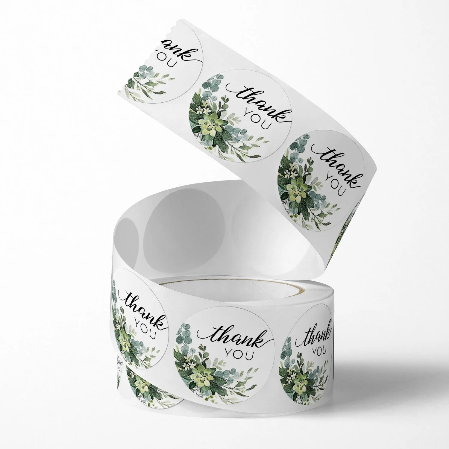 500 PCs/roll 1 inch Green Floral Thank You Stickers for Gift Wrap, Envelope Closure, Small Business Office Supplies, Diy Decor Oasis Select