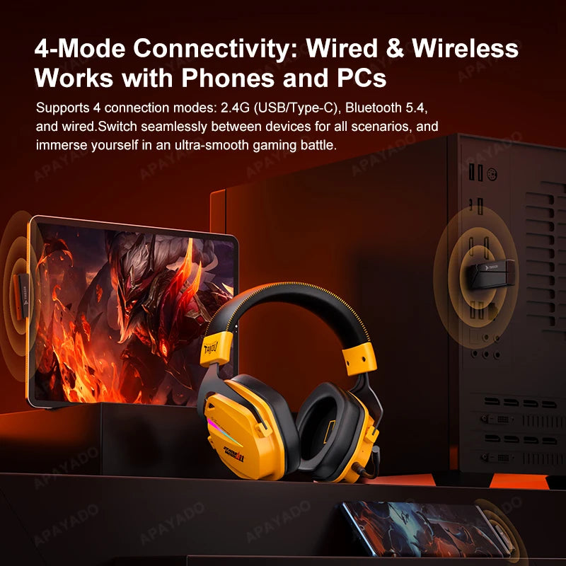 TAIDU THS326 Armor Gaming Headset 4 Mode 2.4G BT5.4 Wired 7.1 Surround Sound 50mm Driver 1000mAh Battery ENC Mic RGB Light Oasis Select
