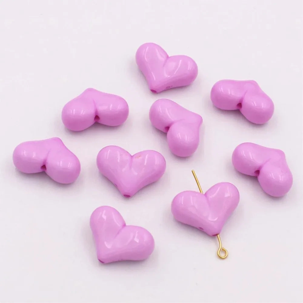 20pcs 16x22mm Acrylic Heart Shape Spacer Beads with 2mm Hole for Keychain Earrings Necklace Jewelry Pens Making Craft DIY Oasis Select