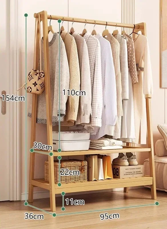 Clothes rack, floor to ceiling, bedroom, household, hanging clothes rack, simple and multifunctional storage rack, clothes rack Oasis Select double-layer 95cm A