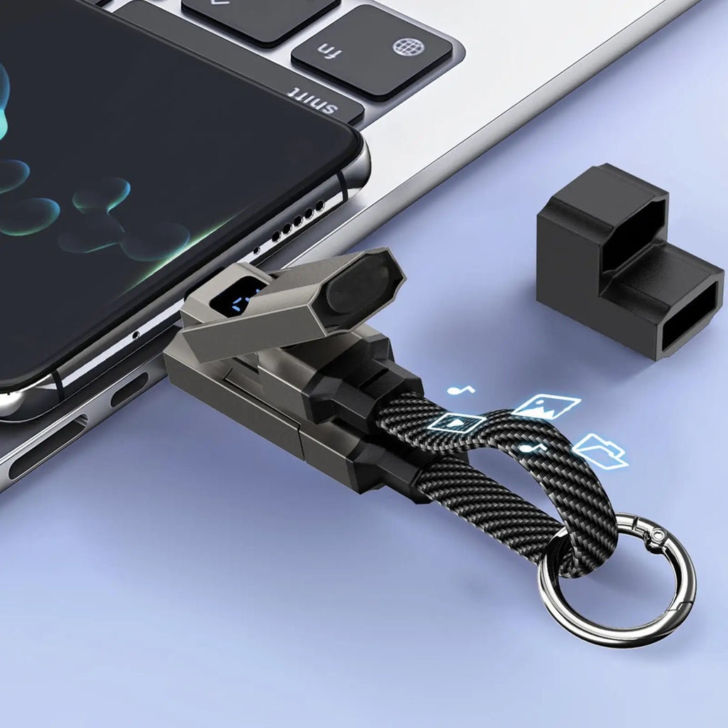 USB C Keychain Portable 4 In 1 65W Short Charger Cord Keychain Fast Charging Cable for Travel Camping Daily Work Home Office Oasis Select