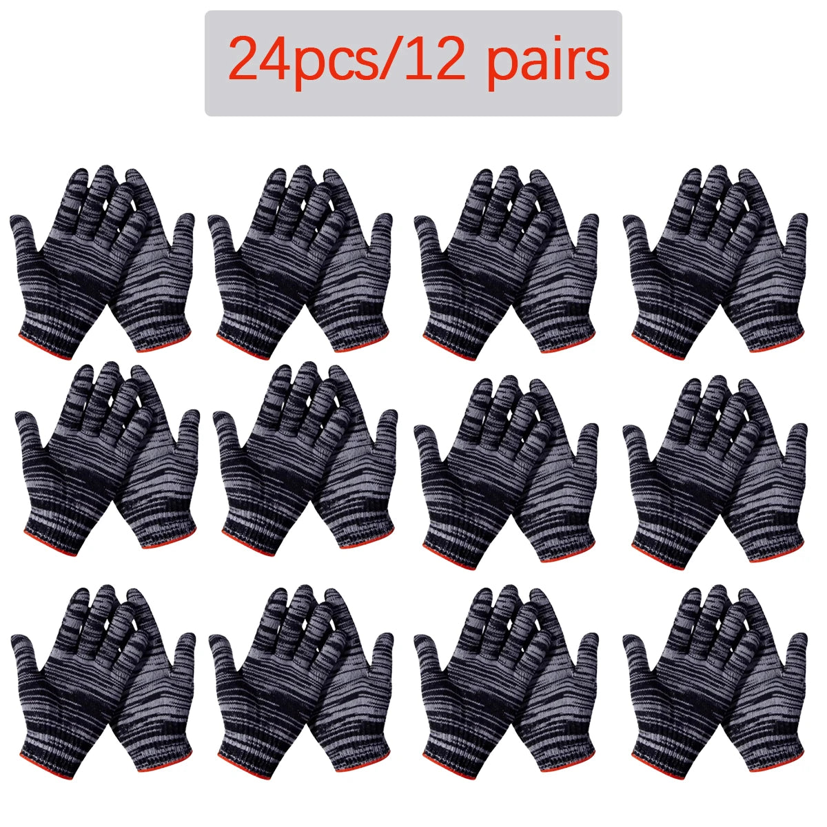 3/6/12 Pairs of High-Quality Nylon Work Gloves, Wear-Resistant for Carpentry, Gardening, Outdoor Camping Hiking Fishing Non-Slip Oasis Select 12 pairs M