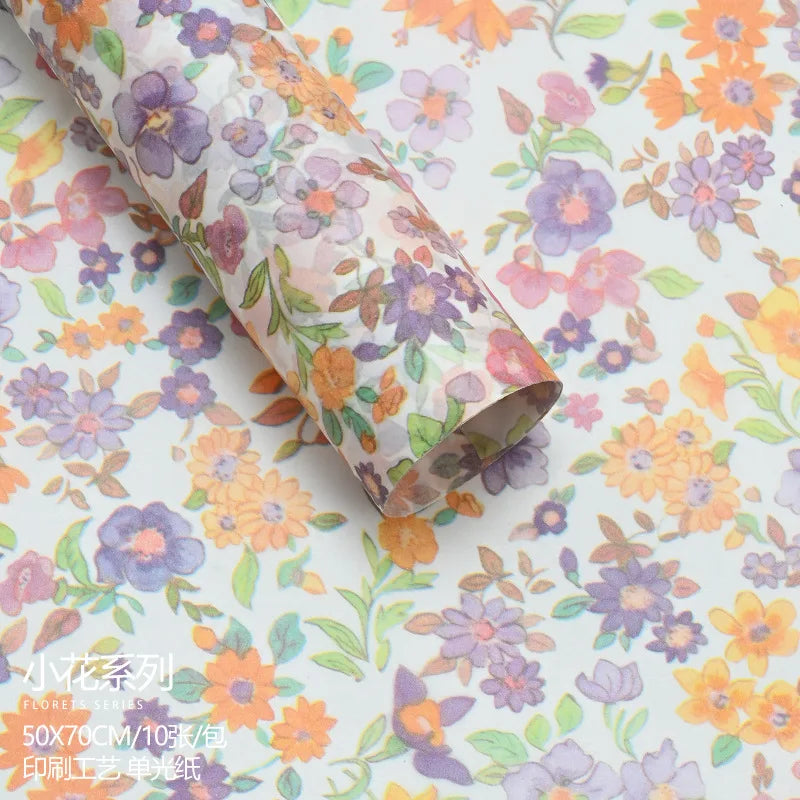 10-Sheet Vintage Floral Tissue Paper for Bouquets & Gift Wrap