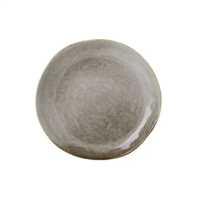 Japanese Ceramic Dinner Plate Rice Bowl Food Tray Retro Gray Tableware Porcelain Fruit Salad Sushi Serving Plate Dinnerware Oasis Select