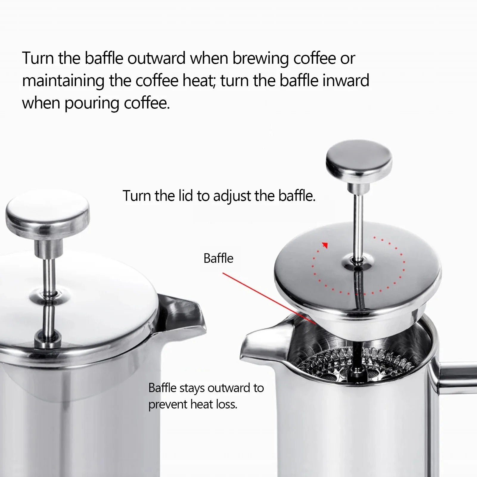 350ml/800ml/1000ml Coffee Maker Pot French Press Coffee Maker Stainless Steel Double Walled Insulated Coffee Maker Pot Oasis Select