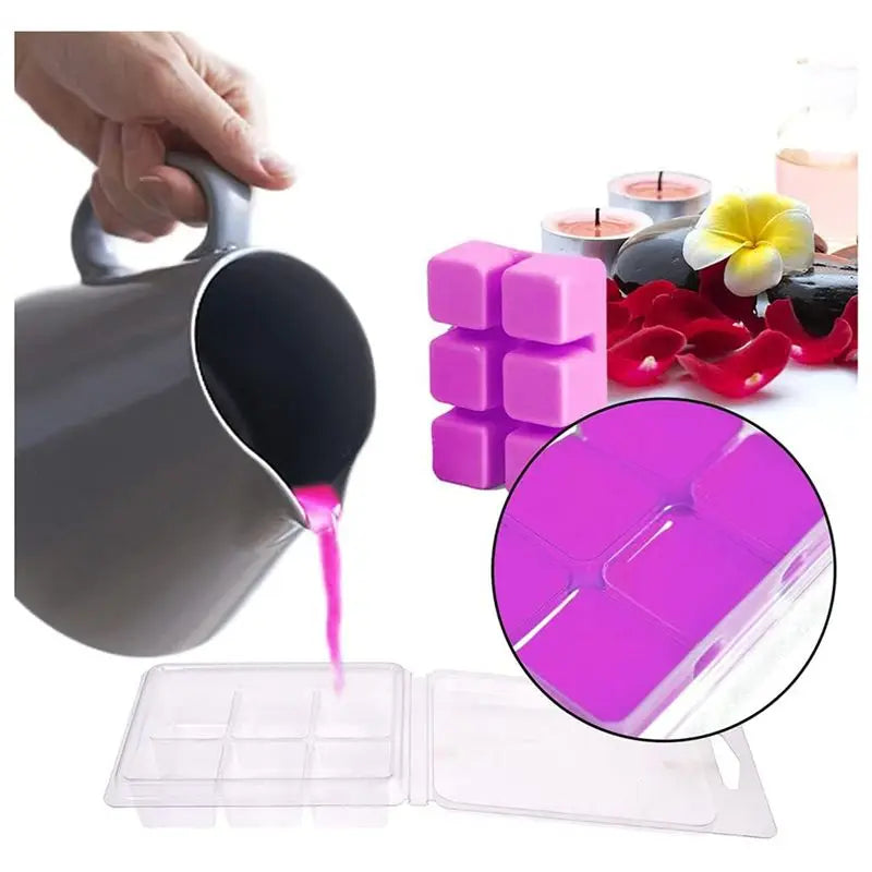 LIKE WISH 30Pcs Wax Melt Container Clamshell Packaging Mold Box 6 Cavity Clear Plastic Cube Tray Wax Melt Clamshells Molds Squar Oasis Select