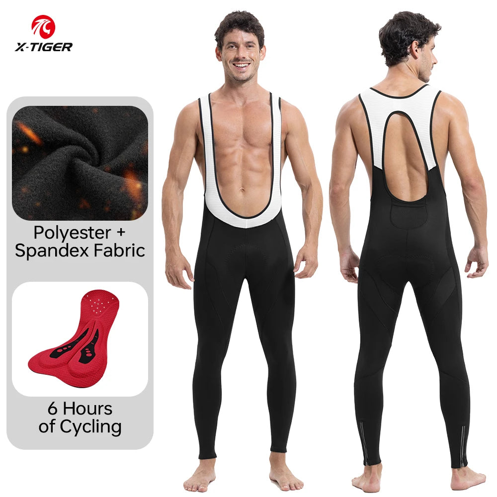 X-TIGER New Winter Men's Cycling Long Bibs Gel Padded Windproof Mountain Road Bike Pants Warm Comfortable Cycling Leggings Oasis Select XM-ZBK-34601 M