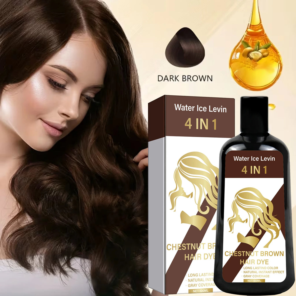 4-in-1 Chestnut Brown Hair Dye Shampoo – Instant Gray Coverage Hair Dye Shampoo Oasis Select