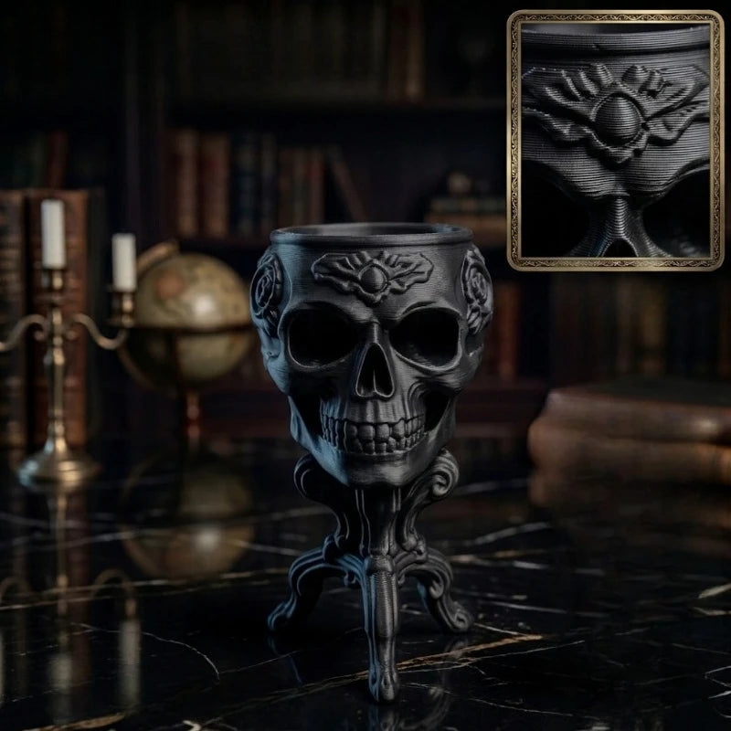 1:12 Scale Gothic Skull Mini Planter 3D Printed Ornate Rococo Stand Micro Flower Pots Handicraft Ornaments Dollhouse Decor Gifts Oasis Select Skeleton pot 1