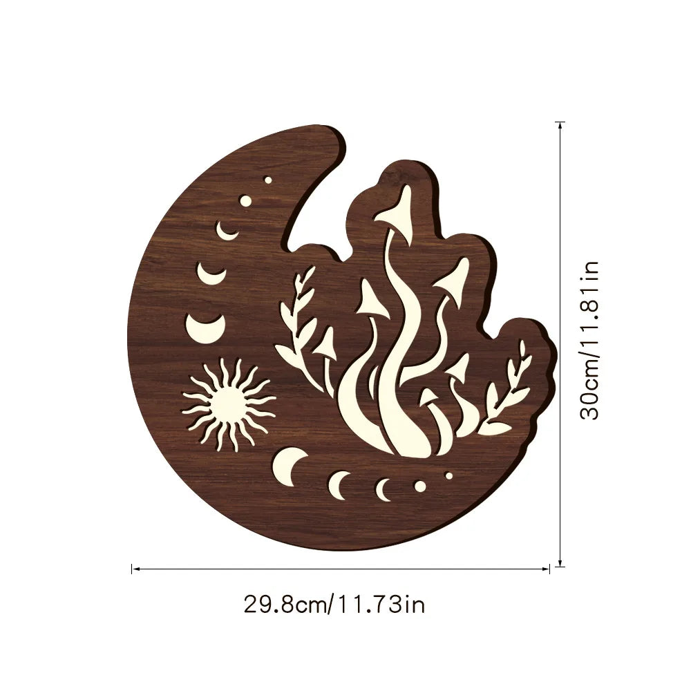 Nordic Wall Decoration Pendant Bohemia UV Printed Wood Led Wall Decoration Oasis Select army green