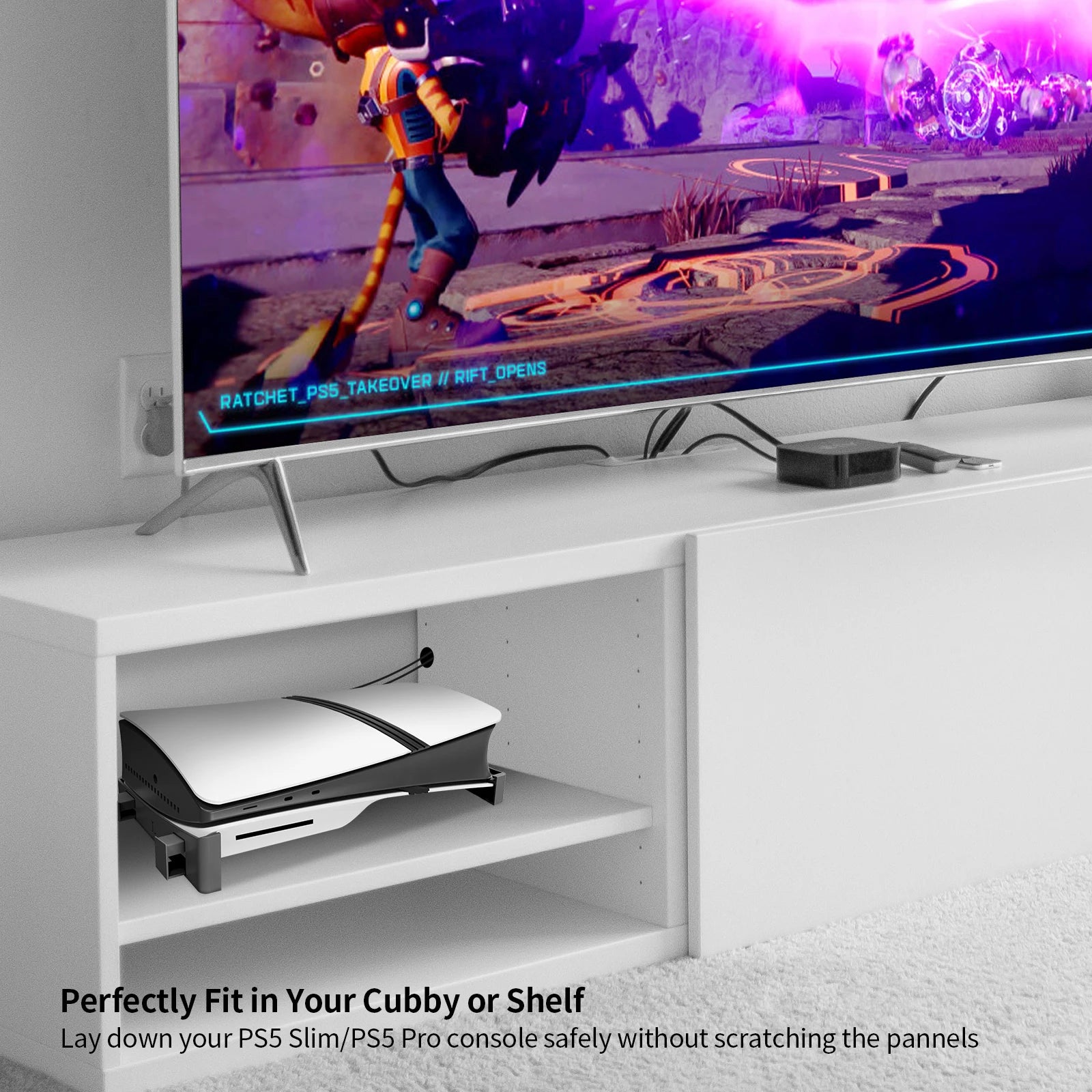 PS5 Slim & Pro Horizontal Stand – Sturdy ABS Console Cradle