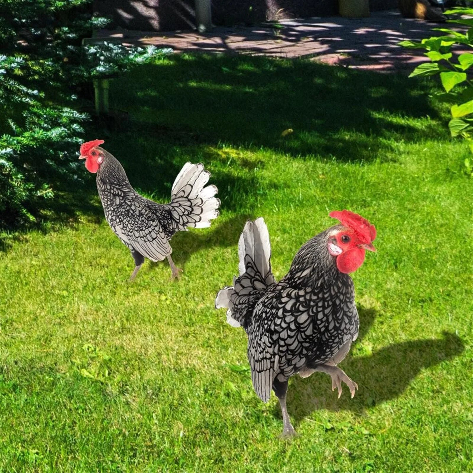 2D Flat Garden Statues Ornaments For Hen Chicken Decorations Sculptures Yard Art Outdoor Decorations Rooster Statue Art Deco Oasis Select