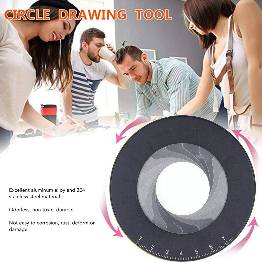 Adjustable Drawing Tool Drawing Maker Tool Adjustable Rotatable Round Template Ruler Black with Carving Knife Oasis Select