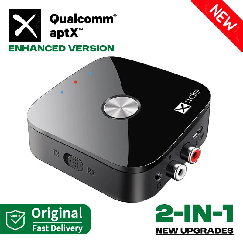 Bluetooth 5.4 Audio Transmitter Receiver aptX-Adaptive/HD/LL 3.5MM AUX RCA 2 in 1 Multipoint Wireless Adapter Hifi Stereo Music Oasis Select Enhanced Version Compatible Bluetooth v5.4