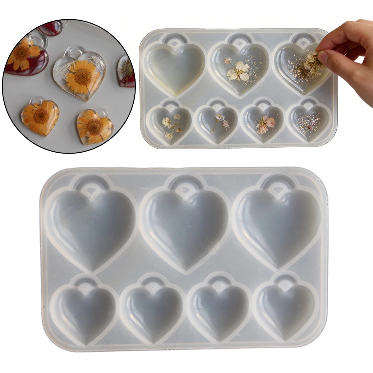 3D Heart Pendant Silicone Mold – Sturdy Easy-Release Resin Jewelry Craft Kit for DIY Charms, Valentine’s Day, New Year Oasis Select